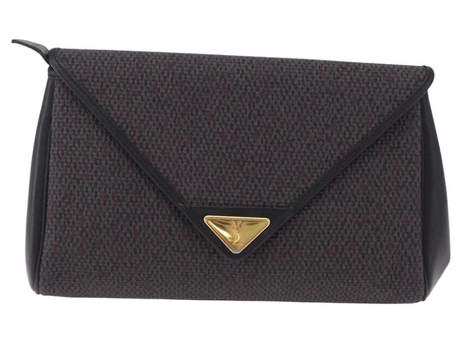 Autre Marque Borsa a pochette Saint Laurent in pelle e tela Nero Grigio oro Auth am12782A Marrone D'oro - vista 13