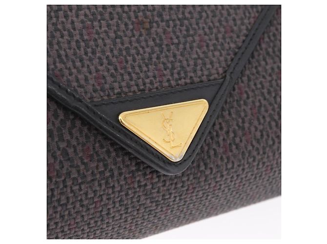 Autre Marque Borsa a pochette Saint Laurent in pelle e tela Nero Grigio oro Auth am12782A Marrone D'oro - vista 17
