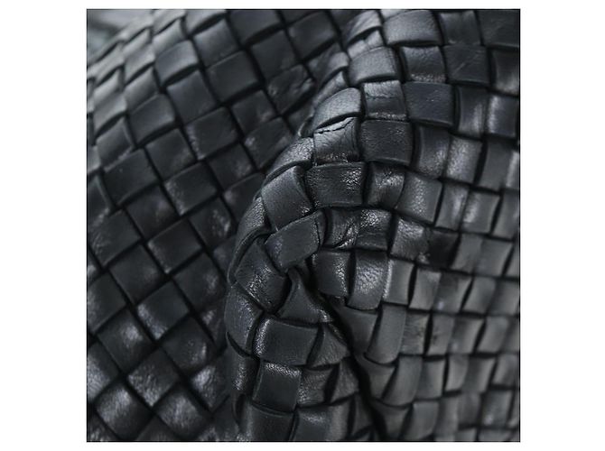 BOTTEGA VENETA INTRECCIATO Cabas GM Boston Bag Leather Black Auth am12609V - vista 16