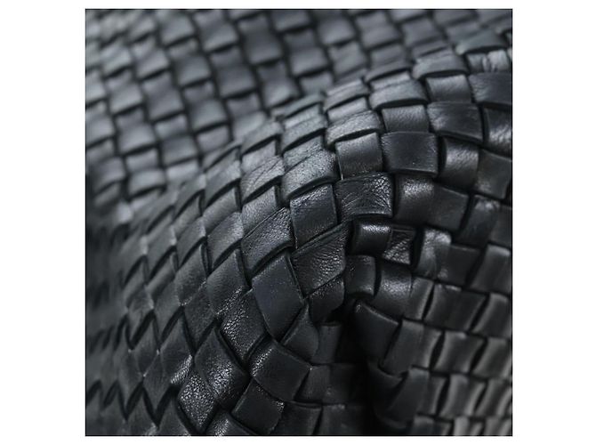 BOTTEGA VENETA INTRECCIATO Cabas GM Boston Bag Leather Black Auth am12609V - vista 18