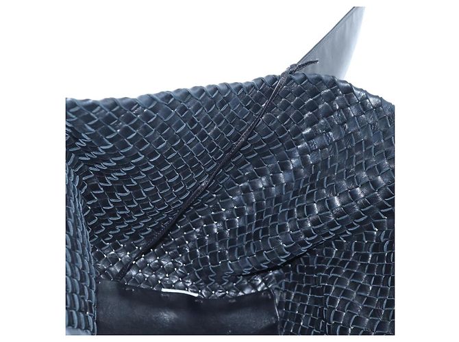 BOTTEGA VENETA INTRECCIATO Cabas GM Boston Bag Leather Black Auth am12609V - vista 25