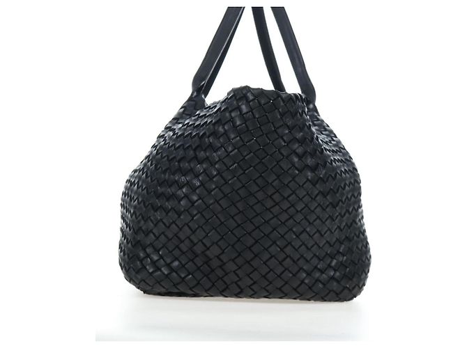 BOTTEGA VENETA INTRECCIATO Cabas GM Boston Bag Leather Black Auth am12609V - vista 4