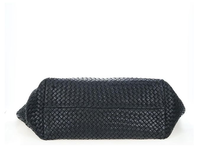 BOTTEGA VENETA INTRECCIATO Cabas GM Boston Bag Leather Black Auth am12609V - vista 5