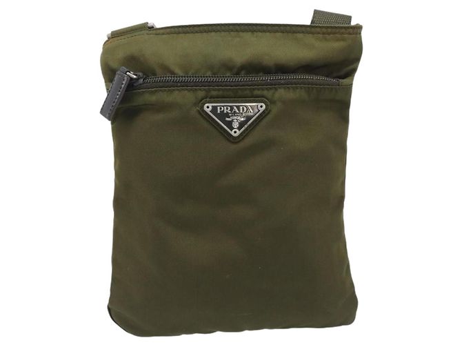 PRADA Schultertasche Nylon Green Silver Auth 205348A Silber Grün - Ansicht 13