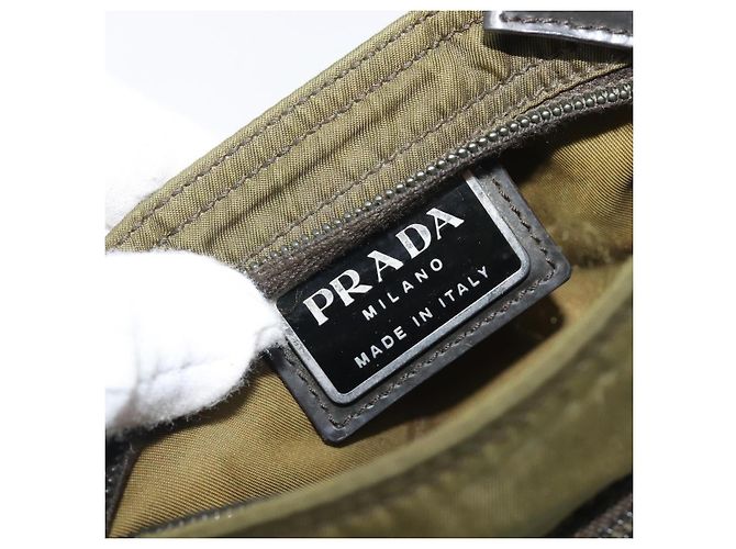 PRADA Schultertasche Nylon Green Silver Auth 205348A Silber Grün - Ansicht 19