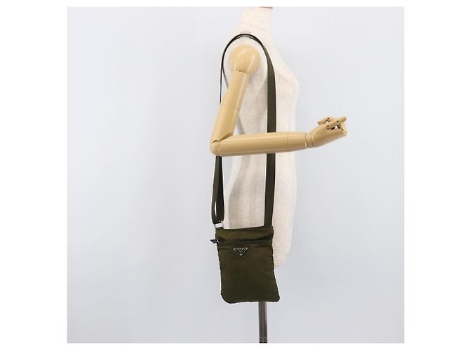PRADA Schultertasche Nylon Green Silver Auth 205348A Silber Grün - Ansicht 23