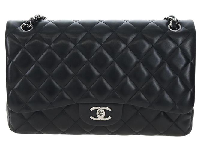 Borsa a tracolla CHANEL Matelasse 30 Chain in pelle d'agnello nera e argento CC Auth 200505SAM Nero - vista 13