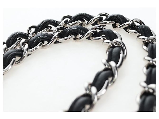 Borsa a tracolla CHANEL Matelasse 30 Chain in pelle d'agnello nera e argento CC Auth 200505SAM Nero - vista 14