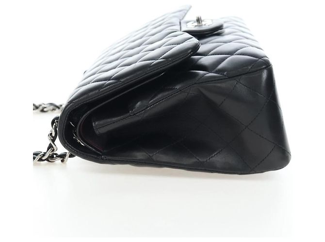 Borsa a tracolla CHANEL Matelasse 30 Chain in pelle d'agnello nera e argento CC Auth 200505SAM Nero - vista 3