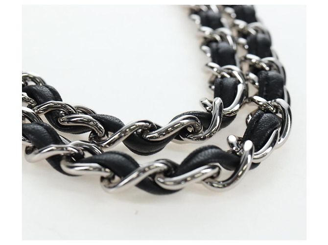 Borsa a tracolla CHANEL Matelasse 30 Chain in pelle d'agnello nera e argento CC Auth 200505SAM Nero - vista 8