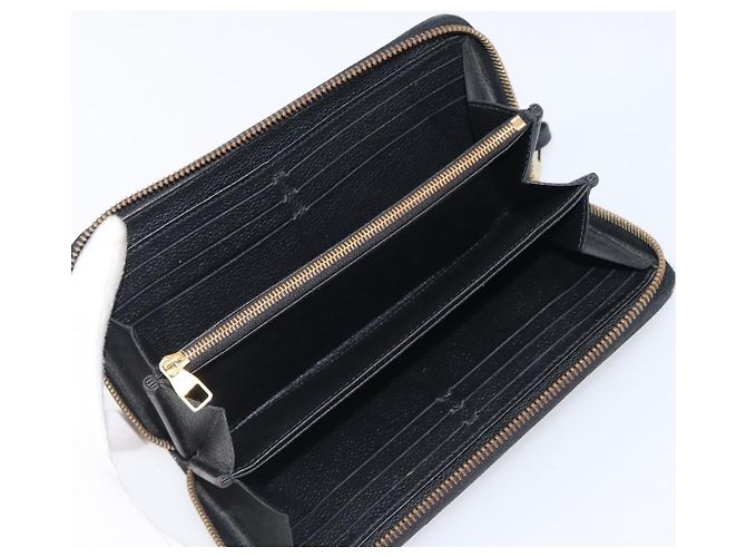 LOUIS VUITTON Monogram Empreinte Zippy Wallet Long Wallet M61864 LV Auth 206817 Preto - vista 9