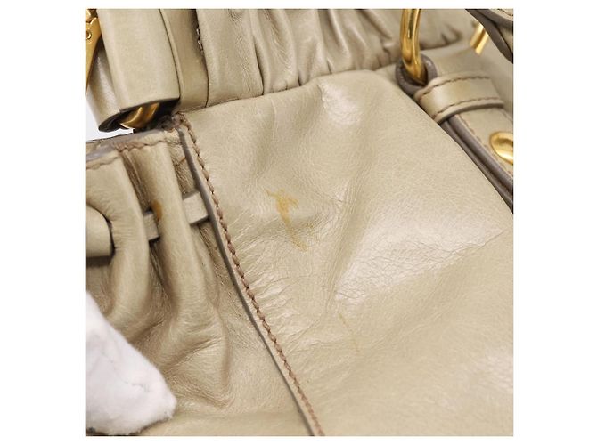 Borsa a mano Miu Miu in pelle 2way Beige Gold Auth BA15753V D'oro - vista 10