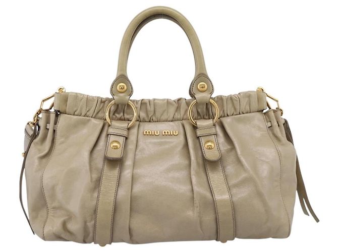 Borsa a mano Miu Miu in pelle 2way Beige Gold Auth BA15753V D'oro - vista 13