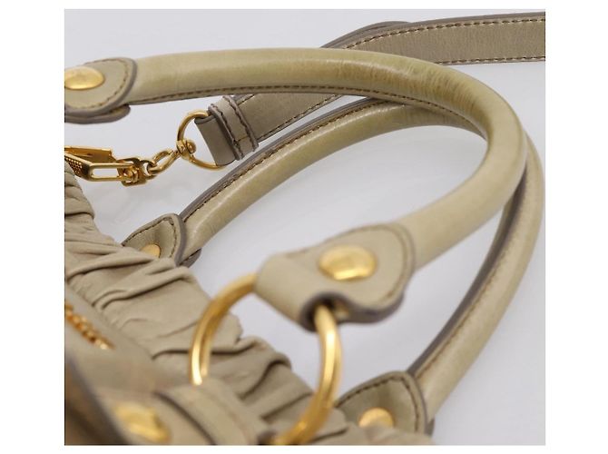 Borsa a mano Miu Miu in pelle 2way Beige Gold Auth BA15753V D'oro - vista 14