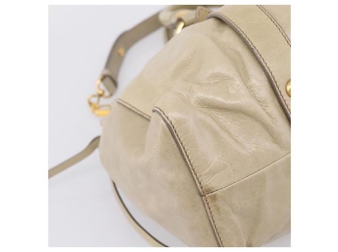 Borsa a mano Miu Miu in pelle 2way Beige Gold Auth BA15753V D'oro - vista 17
