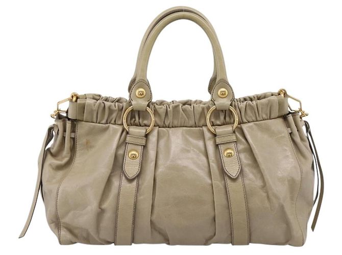 Borsa a mano Miu Miu in pelle 2way Beige Gold Auth BA15753V D'oro - vista 2