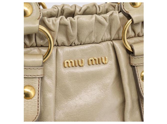Borsa a mano Miu Miu in pelle 2way Beige Gold Auth BA15753V D'oro - vista 20