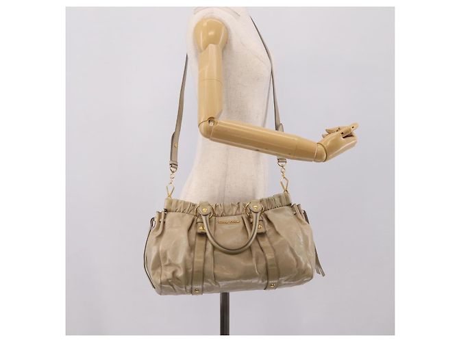 Borsa a mano Miu Miu in pelle 2way Beige Gold Auth BA15753V D'oro - vista 26