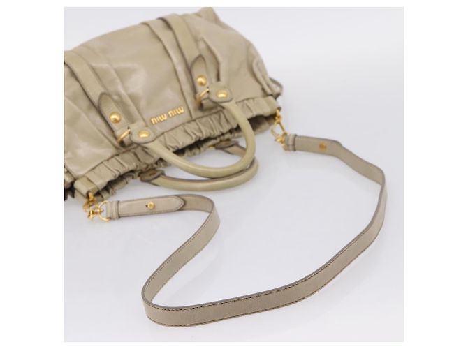 Borsa a mano Miu Miu in pelle 2way Beige Gold Auth BA15753V D'oro - vista 9