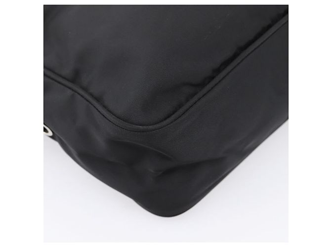 Bolsa de Ombro PRADA Nylon Black Silver Auth 205066A Preto Prata - vista 15