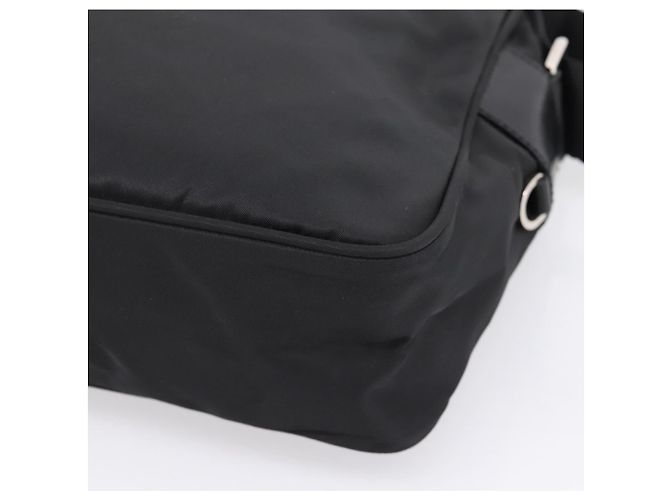 Bolsa de Ombro PRADA Nylon Black Silver Auth 205066A Preto Prata - vista 16