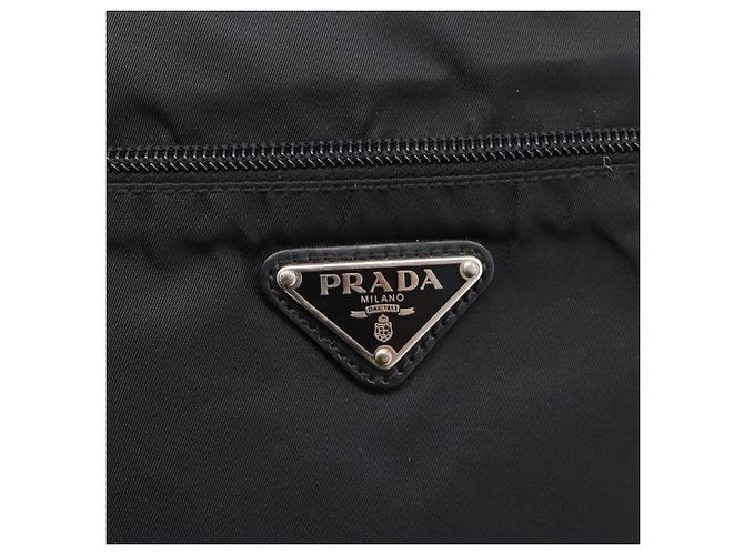 Bolsa de Ombro PRADA Nylon Black Silver Auth 205066A Preto Prata - vista 18