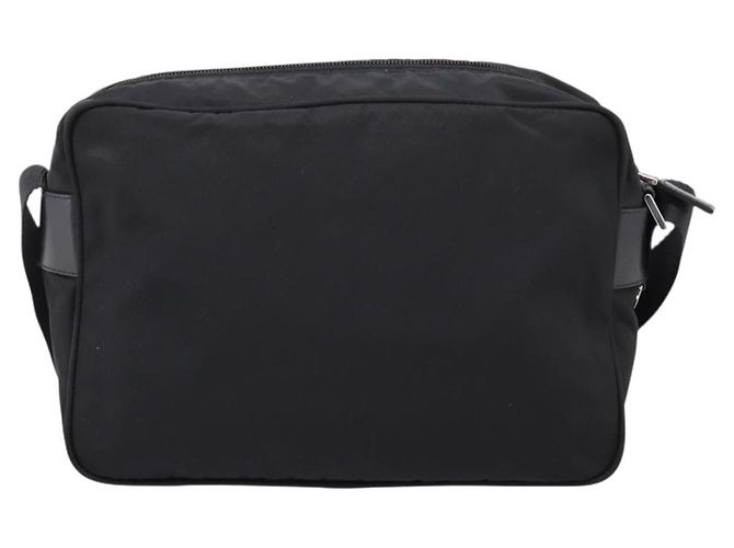 Bolsa de Ombro PRADA Nylon Black Silver Auth 205066A Preto Prata - vista 2