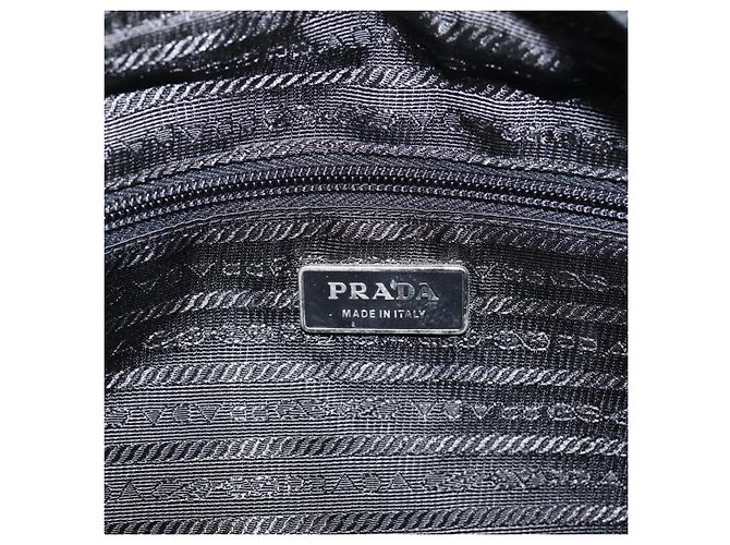 Bolsa de Ombro PRADA Nylon Black Silver Auth 205066A Preto Prata - vista 20