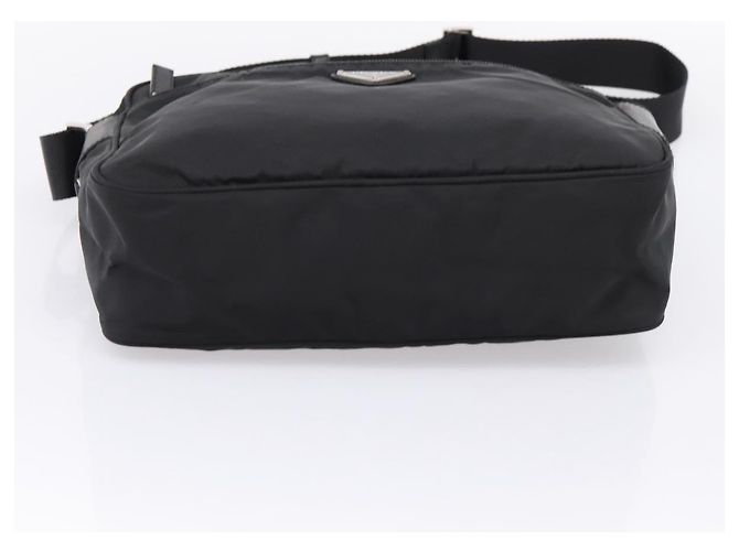 Bolsa de Ombro PRADA Nylon Black Silver Auth 205066A Preto Prata - vista 5