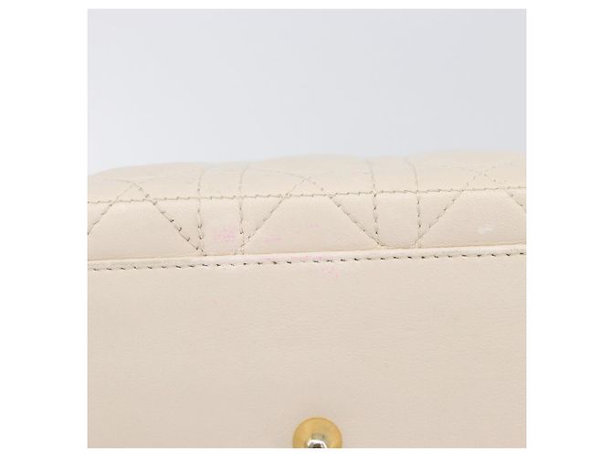 Borsa Christian Dior Canage Pelle Bianco Oro Auth bs37499 - vista 14