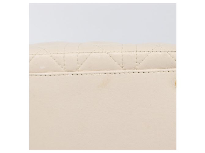 Borsa Christian Dior Canage Pelle Bianco Oro Auth bs37499 - vista 15