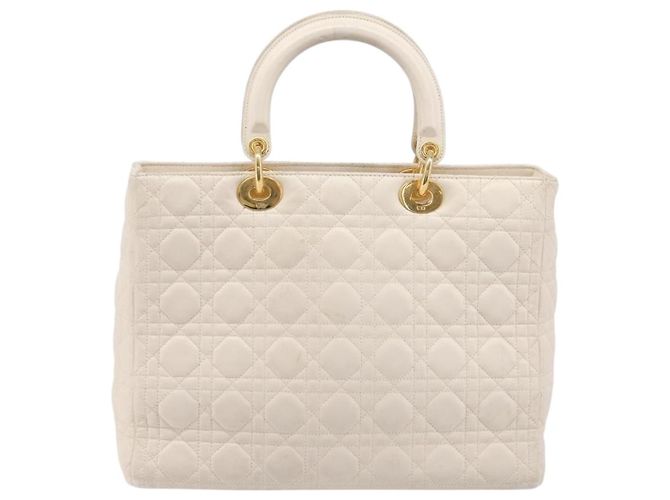 Borsa Christian Dior Canage Pelle Bianco Oro Auth bs37499 - vista 2