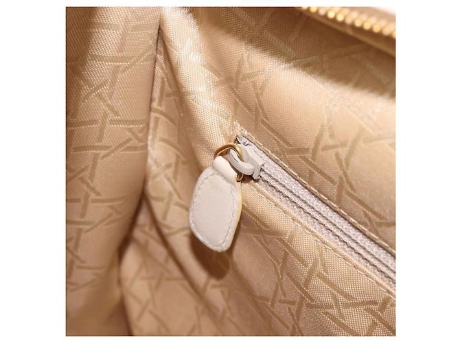 Borsa Christian Dior Canage Pelle Bianco Oro Auth bs37499 - vista 25