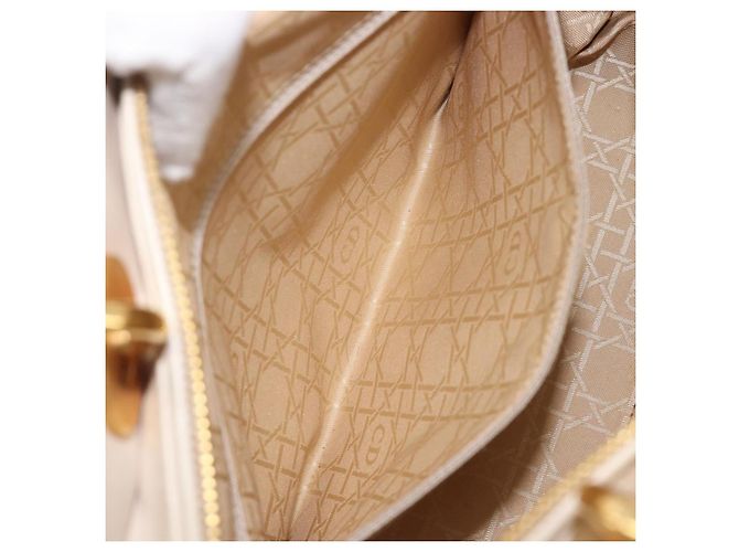 Borsa Christian Dior Canage Pelle Bianco Oro Auth bs37499 - vista 26