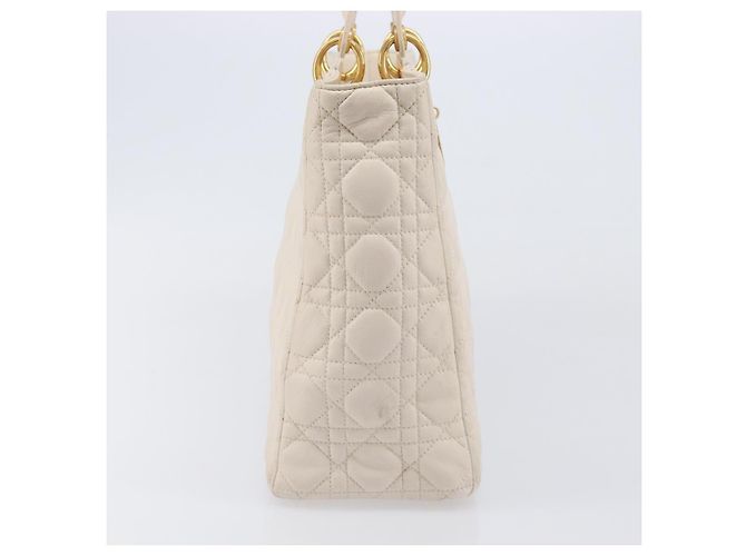 Borsa Christian Dior Canage Pelle Bianco Oro Auth bs37499 - vista 4
