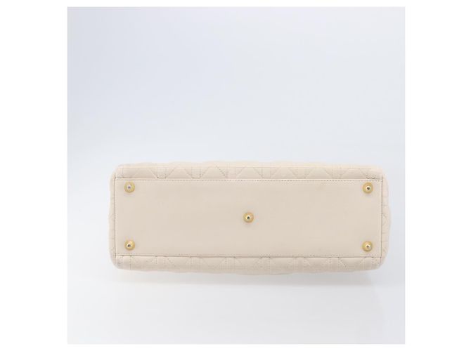 Borsa Christian Dior Canage Pelle Bianco Oro Auth bs37499 - vista 5