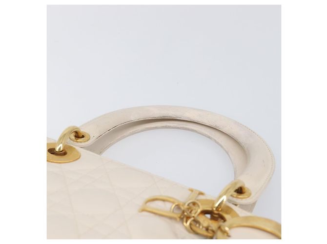 Borsa Christian Dior Canage Pelle Bianco Oro Auth bs37499 - vista 8