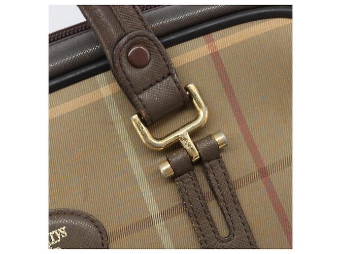 Burberrys Nova Check Boston Bag Canvas Beige Gold Auth 206740 Golden - Ansicht 10