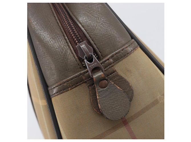 Burberrys Nova Check Boston Bag Canvas Beige Gold Auth 206740 Golden - Ansicht 11