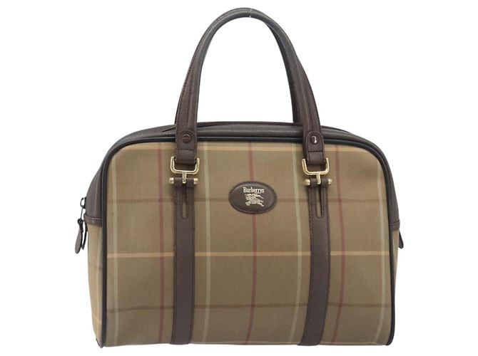Burberrys Nova Check Boston Bag Canvas Beige Gold Auth 206740 Golden - Ansicht 13