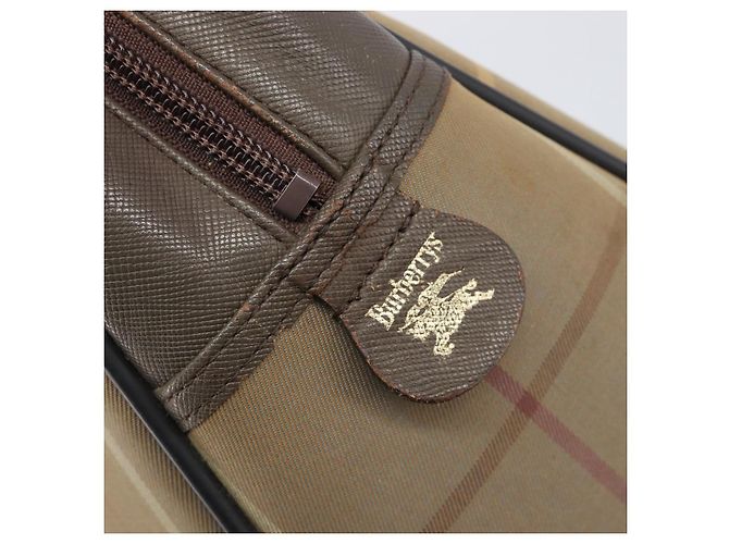 Burberrys Nova Check Boston Bag Canvas Beige Gold Auth 206740 Golden - Ansicht 18