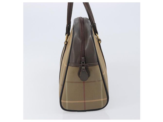 Burberrys Nova Check Boston Bag Canvas Beige Gold Auth 206740 Golden - Ansicht 3
