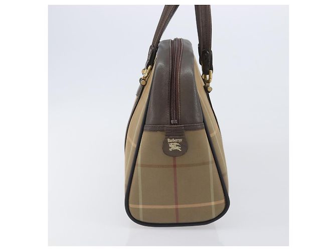Burberrys Nova Check Boston Bag Canvas Beige Gold Auth 206740 Golden - Ansicht 4