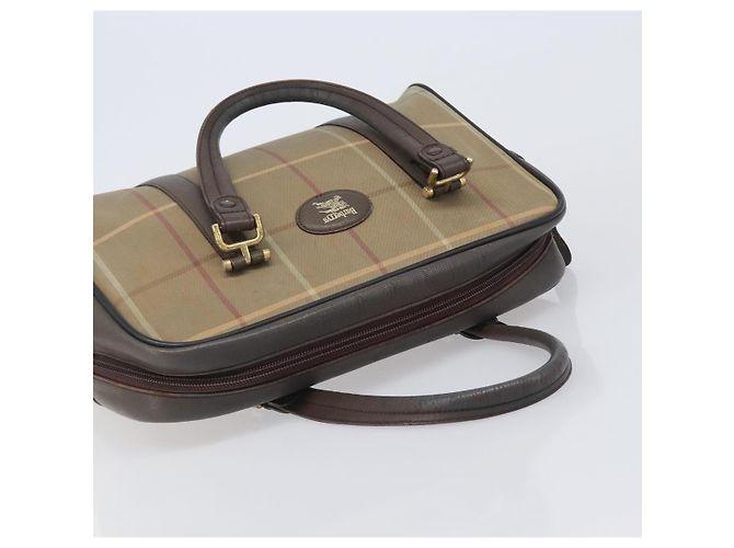 Burberrys Nova Check Boston Bag Canvas Beige Gold Auth 206740 Golden - Ansicht 6