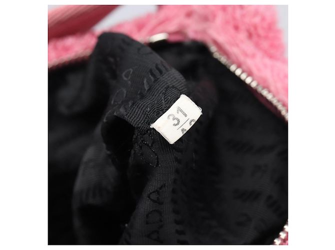 Bolso de accesorios PRADA Pile Pink Silver Auth 207550V Plata Rosa - vista 11