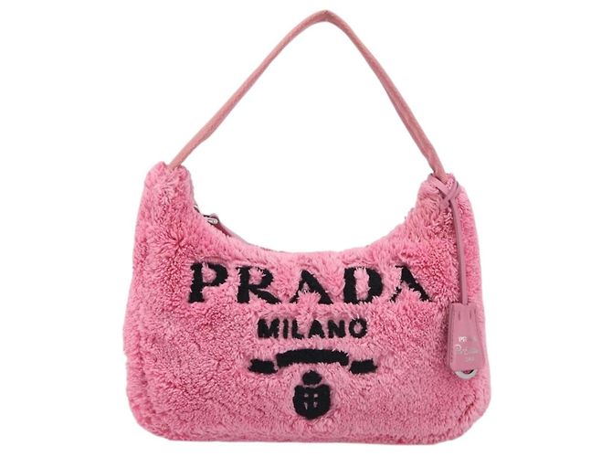 Bolso de accesorios PRADA Pile Pink Silver Auth 207550V Plata Rosa - vista 13