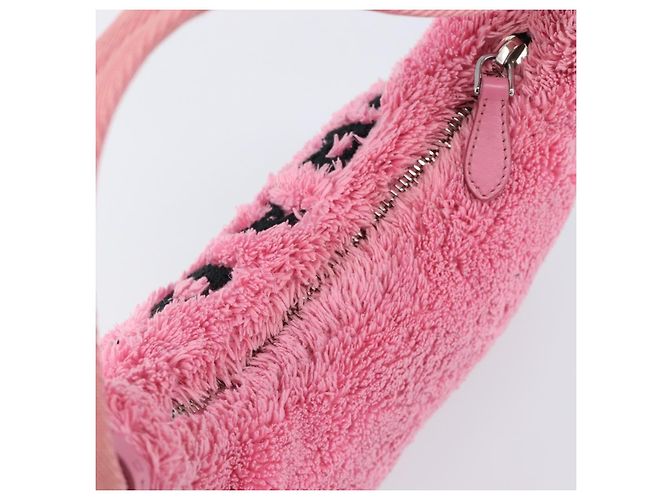 Bolso de accesorios PRADA Pile Pink Silver Auth 207550V Plata Rosa - vista 14