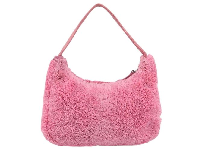 Bolso de accesorios PRADA Pile Pink Silver Auth 207550V Plata Rosa - vista 2