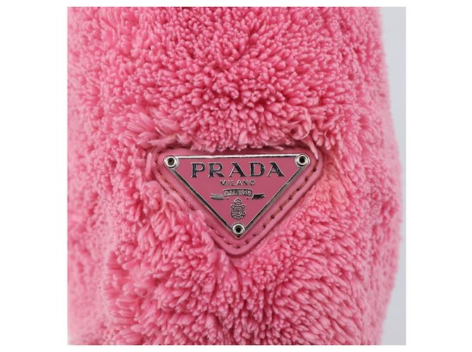Bolso de accesorios PRADA Pile Pink Silver Auth 207550V Plata Rosa - vista 20