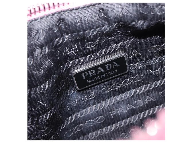 Bolso de accesorios PRADA Pile Pink Silver Auth 207550V Plata Rosa - vista 23